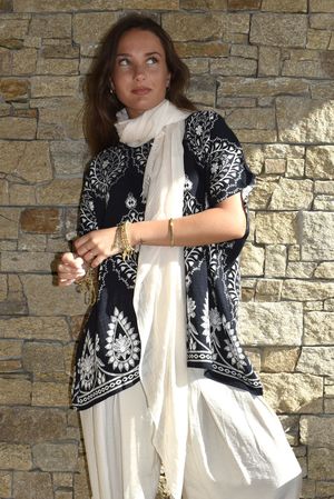 Yara Morrocan Box Top Navy